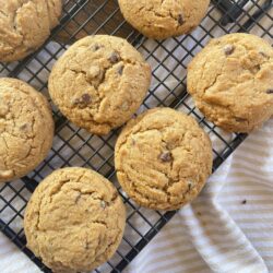 chocolate chip cookies on a cooling rack