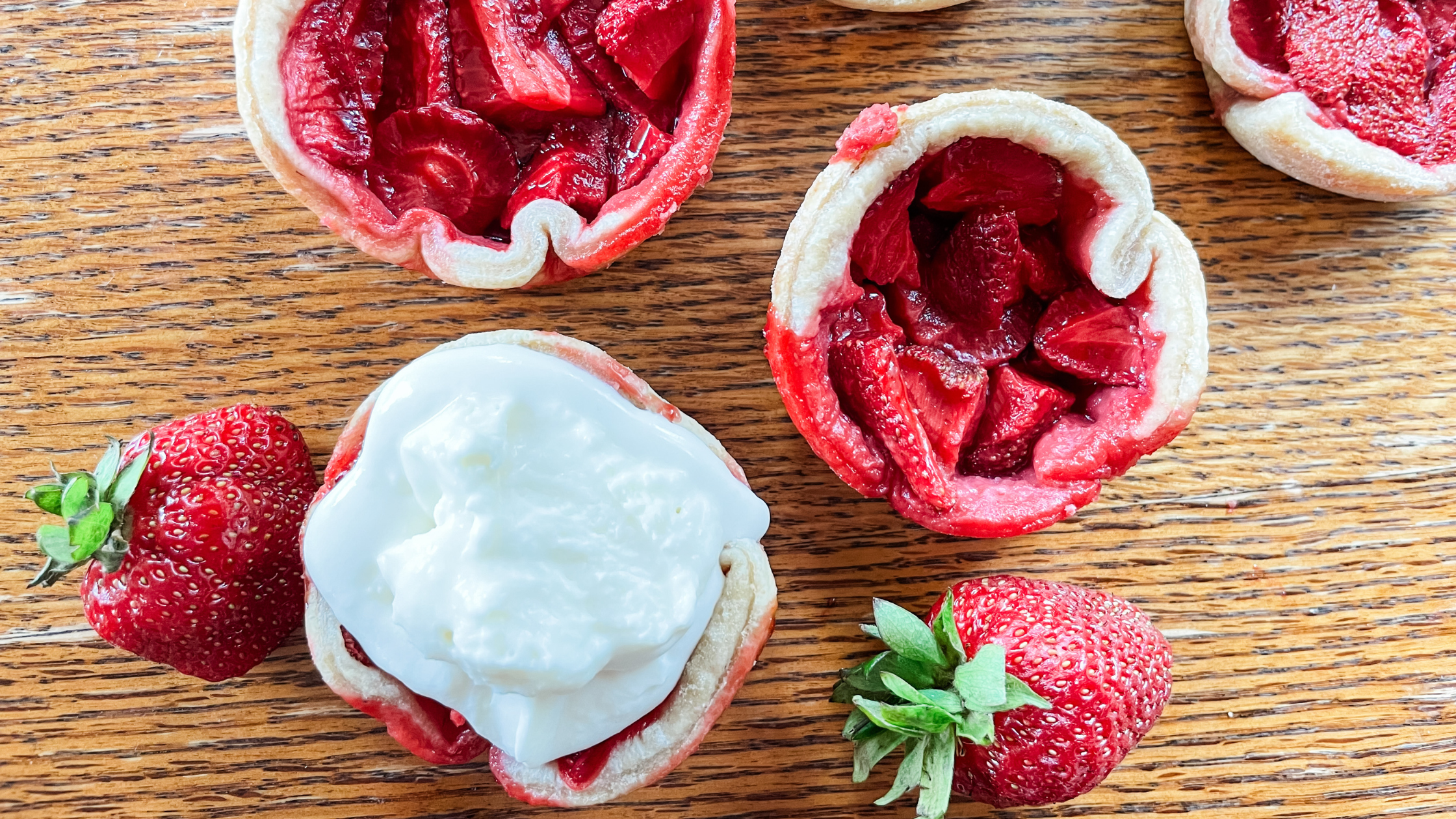 strawberry tarts on table