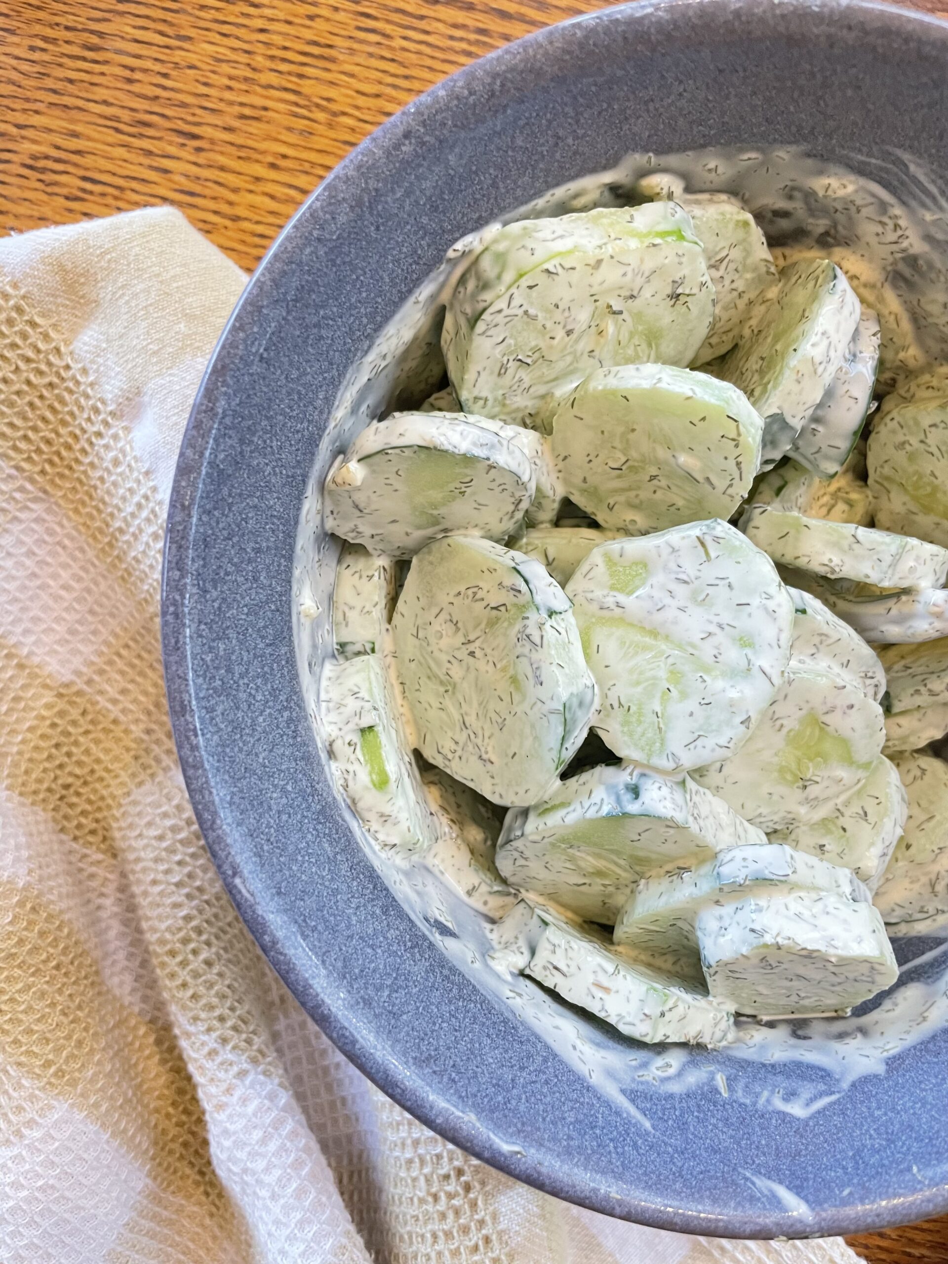 cucumber salad in a bowl