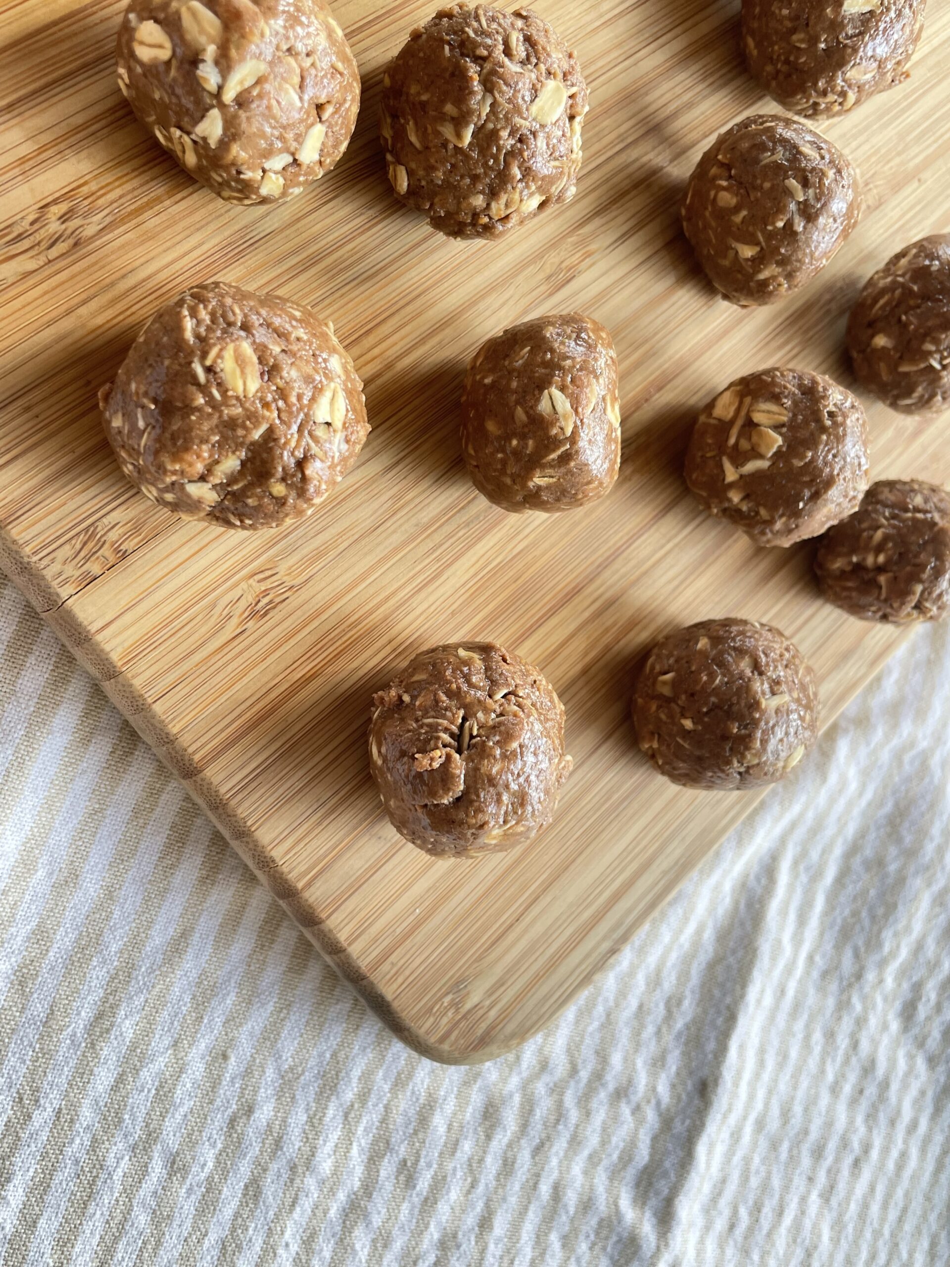 protein balls on cutting board