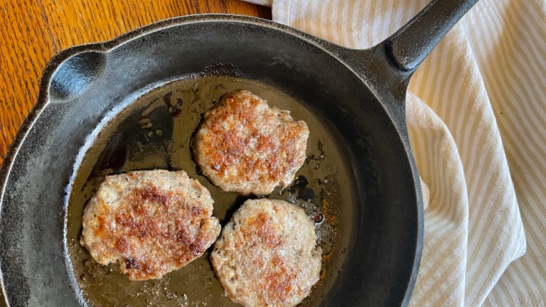 sausage patties in a skillet