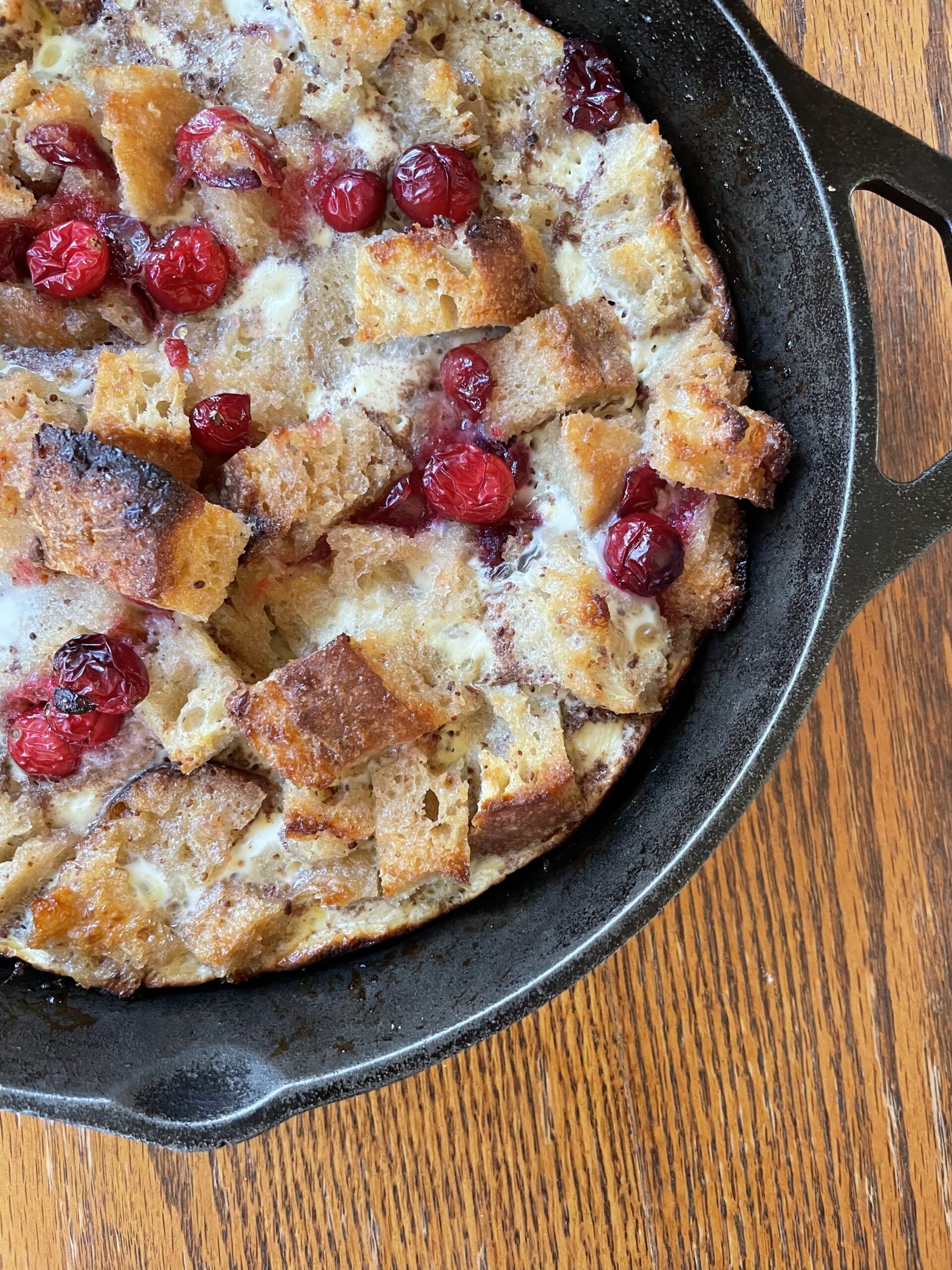 cranberry french toast in cast iron